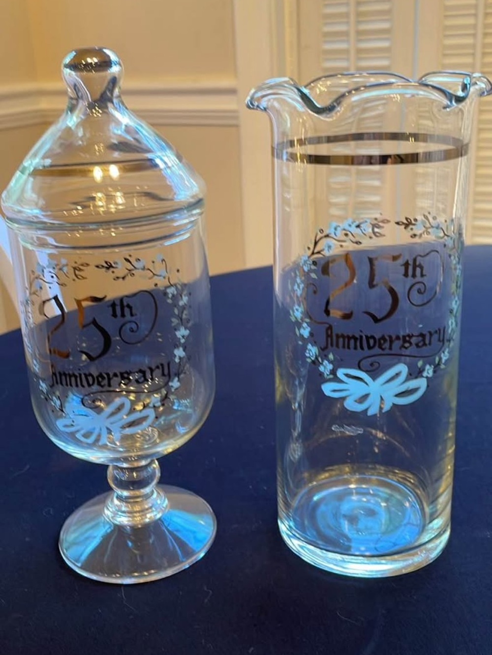 Vintage West Virginia Glass 25th Anniversary Set